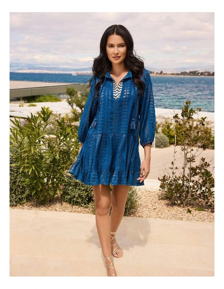 Beach Etc Mini Length Jacquard Cotton Beach Dress in Twilight image 3