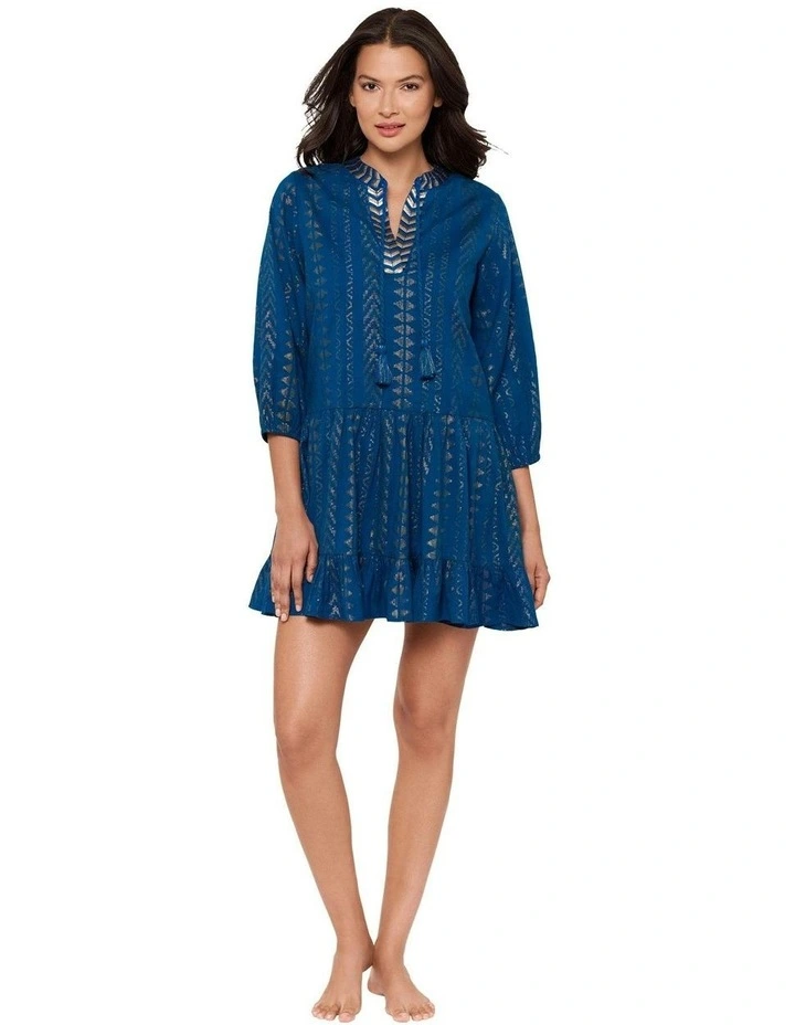 Beach Etc Mini Length Jacquard Cotton Beach Dress in Twilight image 5