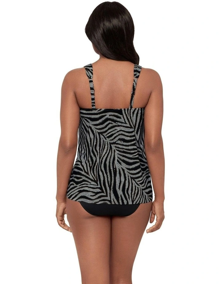 Zirconic Dazzle Underwired Draped Tankini Top in Black/White image 2