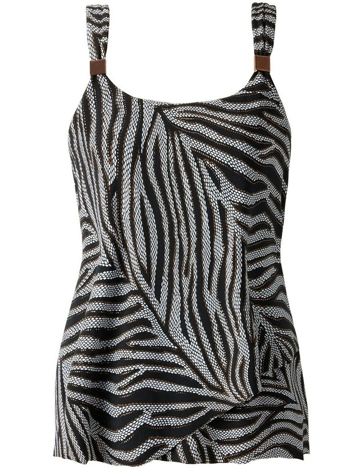 Zirconic Dazzle Underwired Draped Tankini Top in Black/White image 5