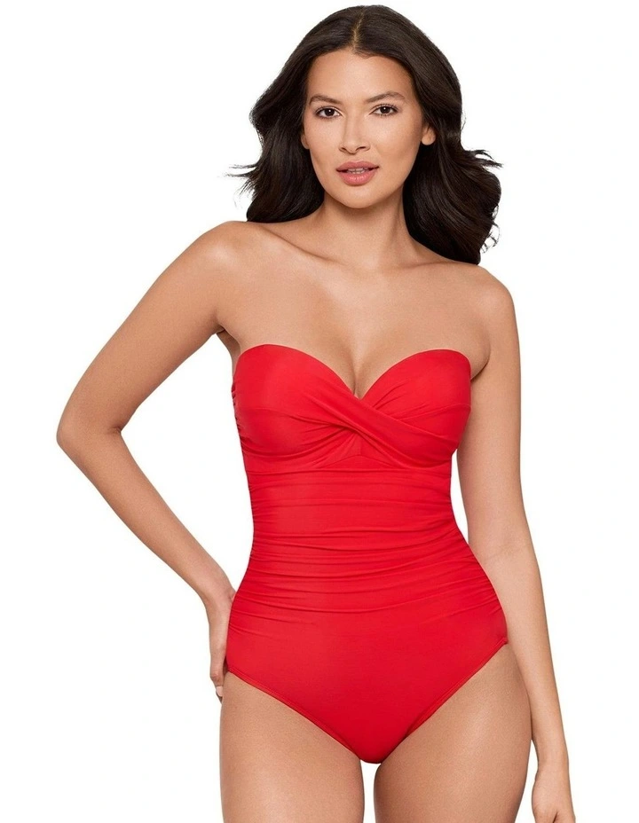 Rock Solid Madrid Strapless Shaping Swimsuit in Poppy image 1