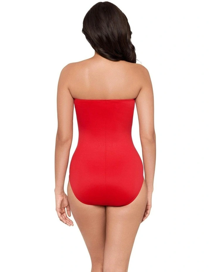 Rock Solid Madrid Strapless Shaping Swimsuit in Poppy image 2