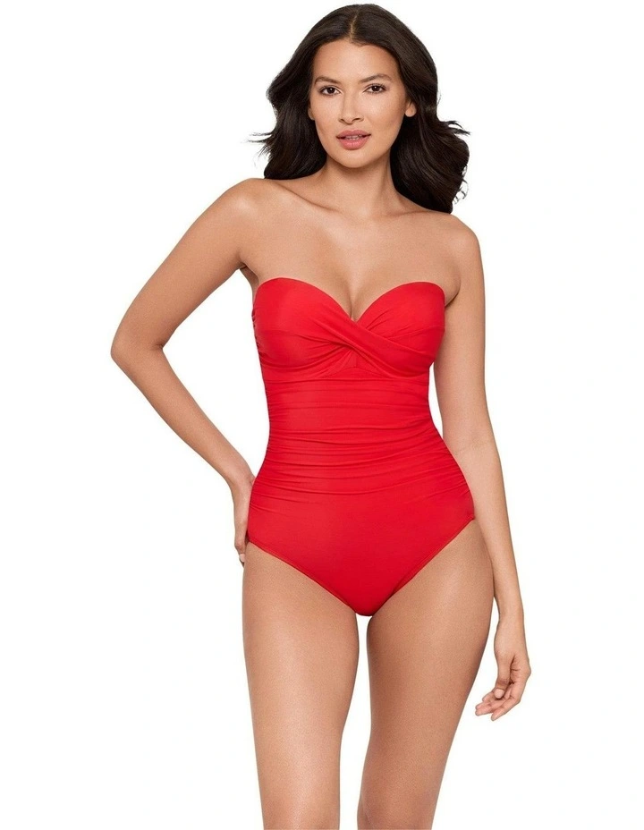 Rock Solid Madrid Strapless Shaping Swimsuit in Poppy image 5