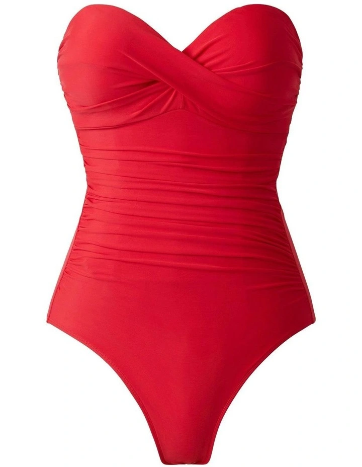 Rock Solid Madrid Strapless Shaping Swimsuit in Poppy image 6