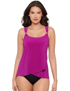 Dazzle Underwired Draped Tankini Top in Framboise