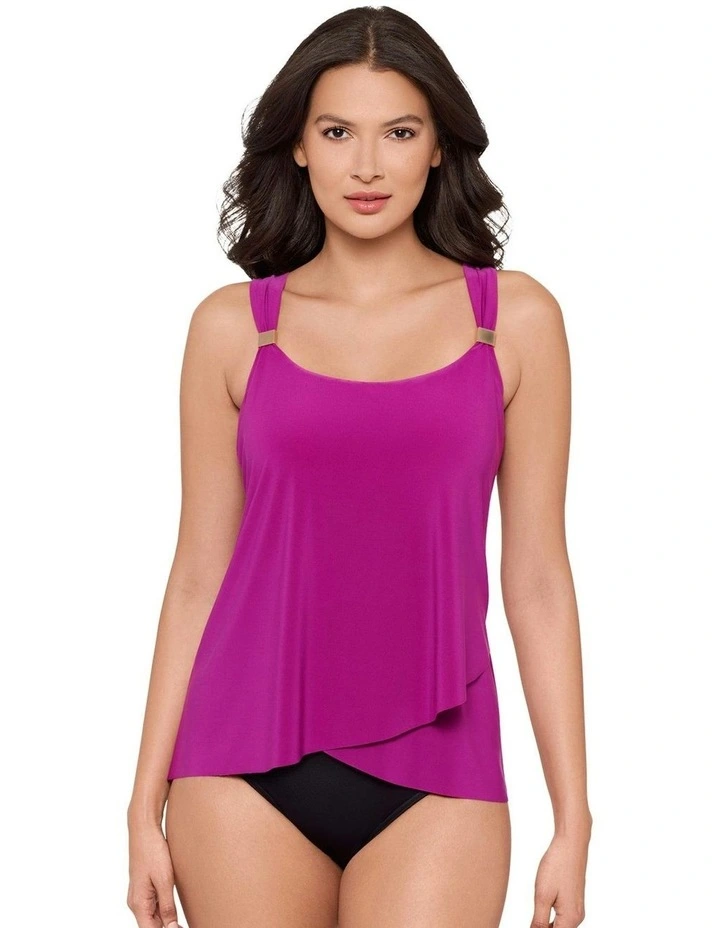 Dazzle Underwired Draped Tankini Top in Framboise image 1