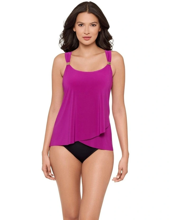 Dazzle Underwired Draped Tankini Top in Framboise image 5