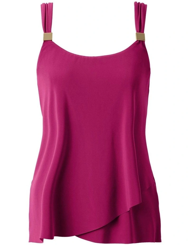 Dazzle Underwired Draped Tankini Top in Framboise image 6