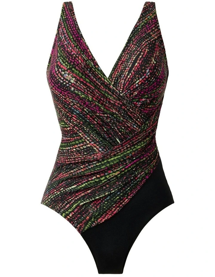Light Show Oceanus Soft Cup Shaping Swimsuit in Black Multi image 6