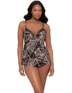 Let's Be Fronds Marina Underwired Padded Tankini Top in Black Multi