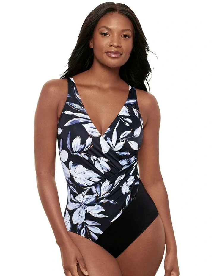 Fiore Di Luna Oceanus Plus Sized Shaping Swimsuit in Black/White image 1