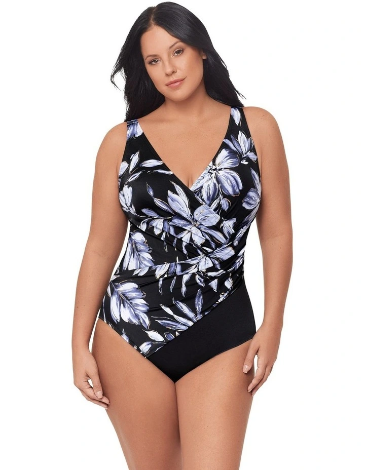 Fiore Di Luna Oceanus Plus Sized Shaping Swimsuit in Black/White image 4