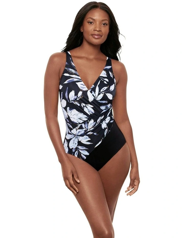 Fiore Di Luna Oceanus Plus Sized Shaping Swimsuit in Black/White image 4