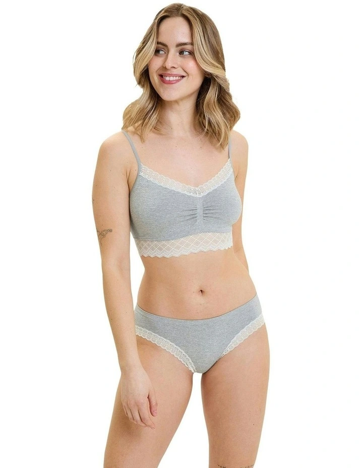 Zen Dentelle Longline Wirefree Bralette With Lace in Heather Grey image 3
