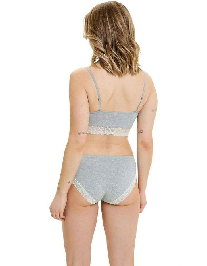 Zen Dentelle Longline Wirefree Bralette With Lace in Heather Grey image 4