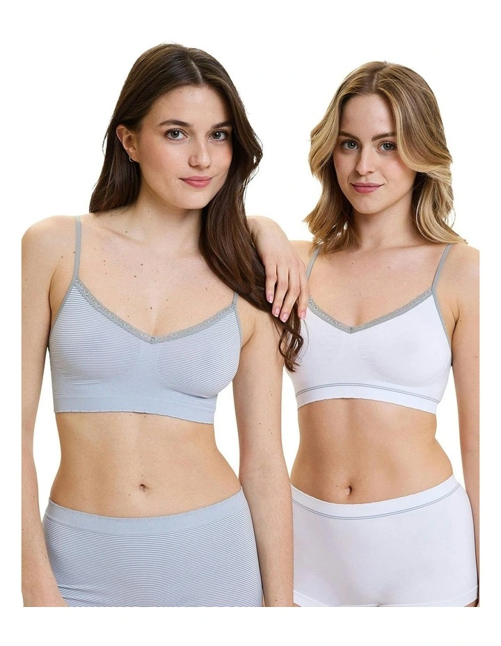 Zen Attitude Crop Top Style Wirefree Bralette 2 Pack in Multi image 2