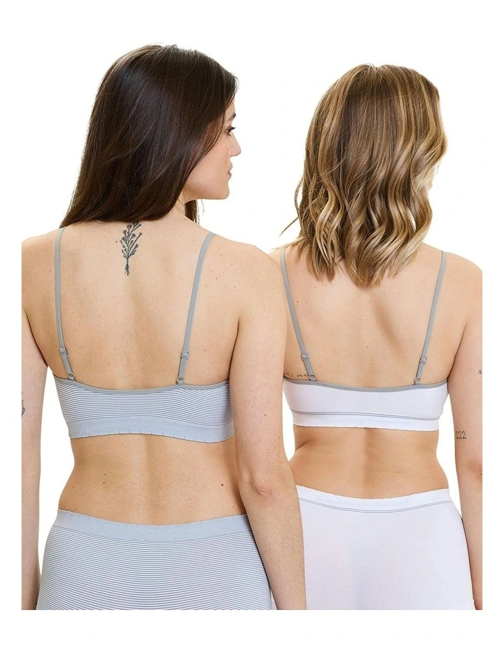 Zen Attitude Crop Top Style Wirefree Bralette 2 Pack in Multi image 3