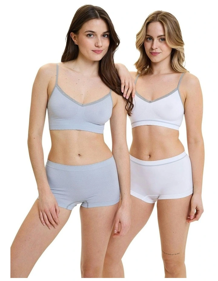 Zen Attitude Crop Top Style Wirefree Bralette 2 Pack in Multi image 4