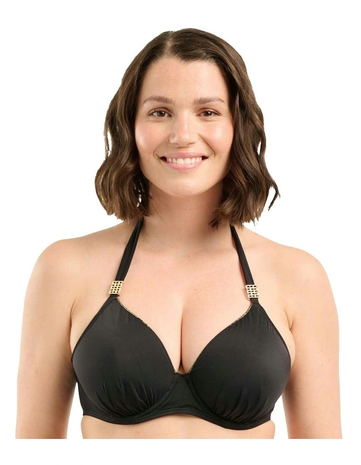 Speekaboo Shape Wired Moulded Halter Bikini Top in Black image 1