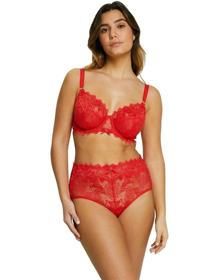 Arum Prima Underwire Unlined Scalloped Lace Bra in Poppy Red image 4
