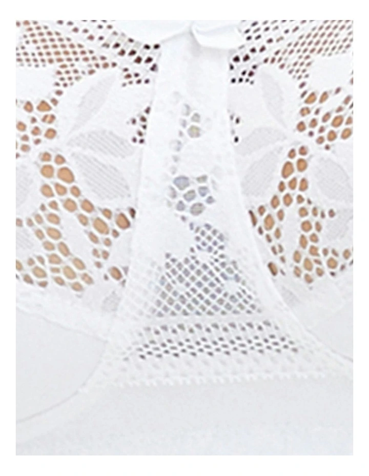 Jeanne Wirefree Wide Strap Organic Cotton Bra With Lace in White image 6