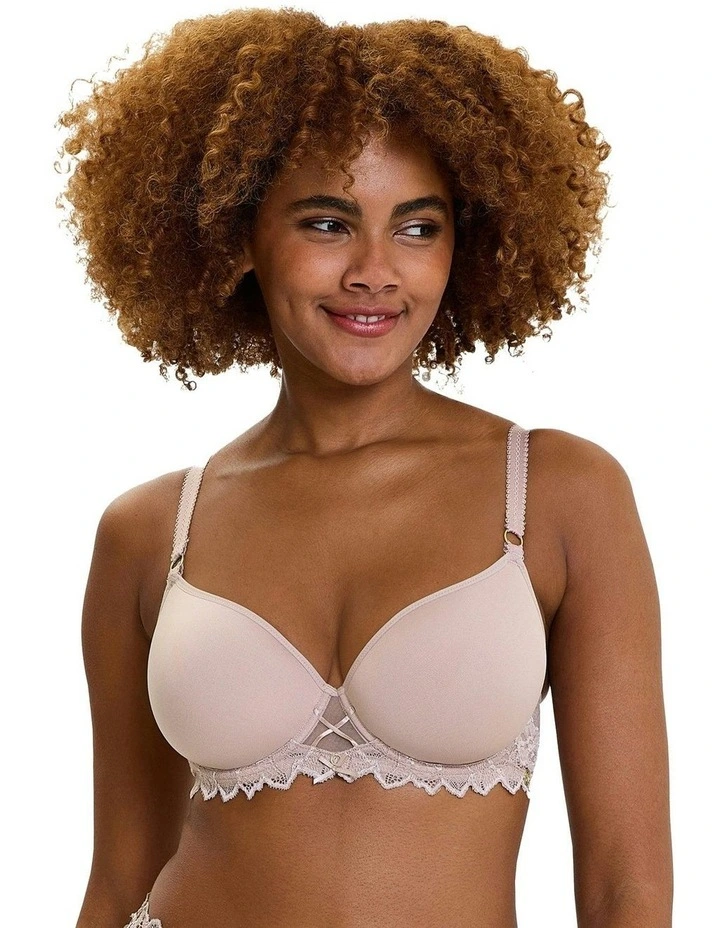 Arum Prima Wired Spacer T-Shirt Bra With Lace in Beige Taupe image 1