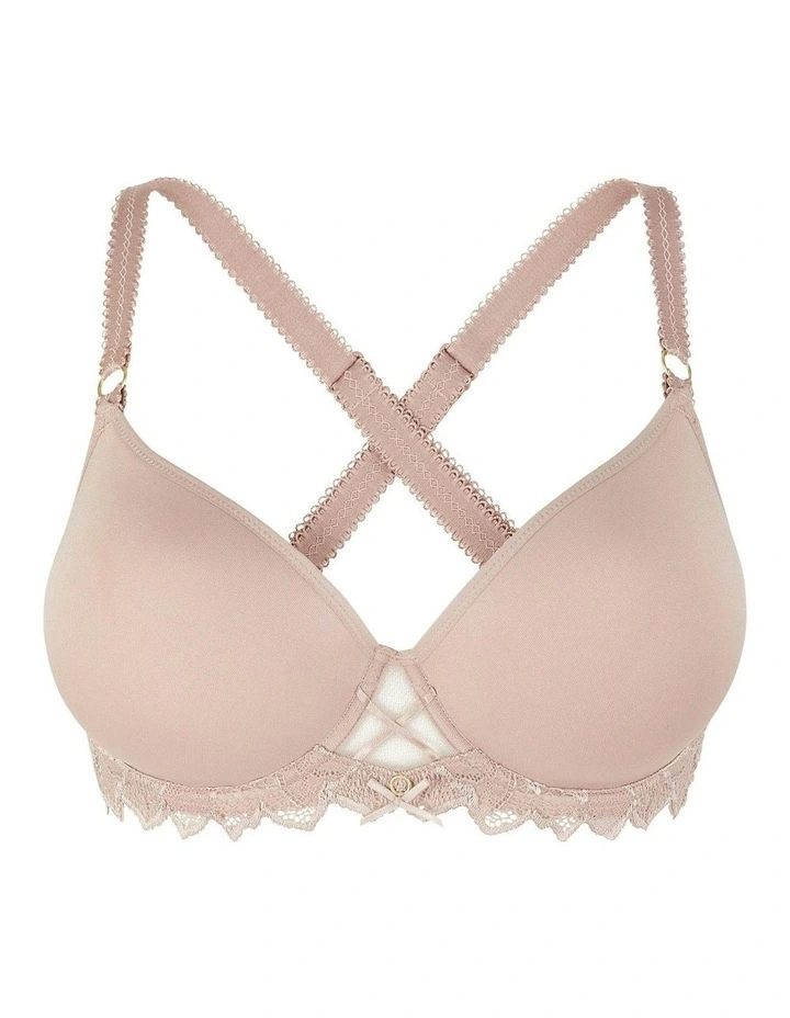 Arum Prima Wired Spacer T-Shirt Bra With Lace in Beige Taupe image 5