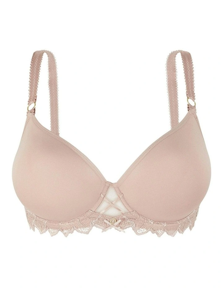Arum Prima Wired Spacer T-Shirt Bra With Lace in Beige Taupe image 6