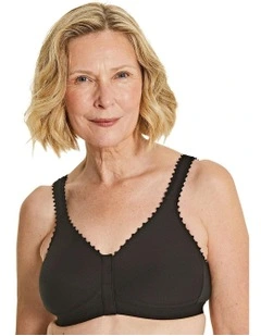 Comfi Cotton Wirefree Front Open Bra in Black