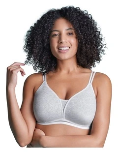 Posie Racerback Wirefree T-shirt Style Teen Bra Single in Grey/White Trim