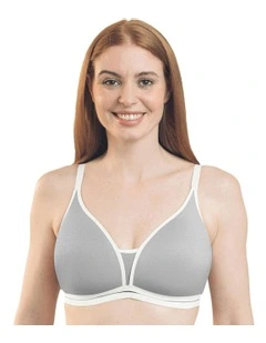 Posie Racerback Wirefree T-Shirt Style Teen Bra Single in Grey & White Trim