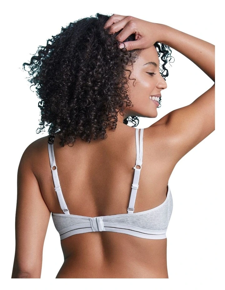 Posie Racerback Wirefree T-shirt Style Teen Bra Single in Grey/White Trim image 2