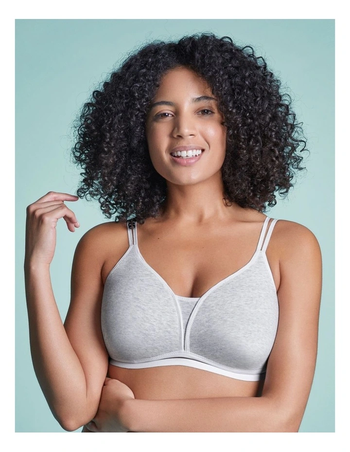 Posie Racerback Wirefree T-shirt Style Teen Bra Single in Grey/White Trim image 3