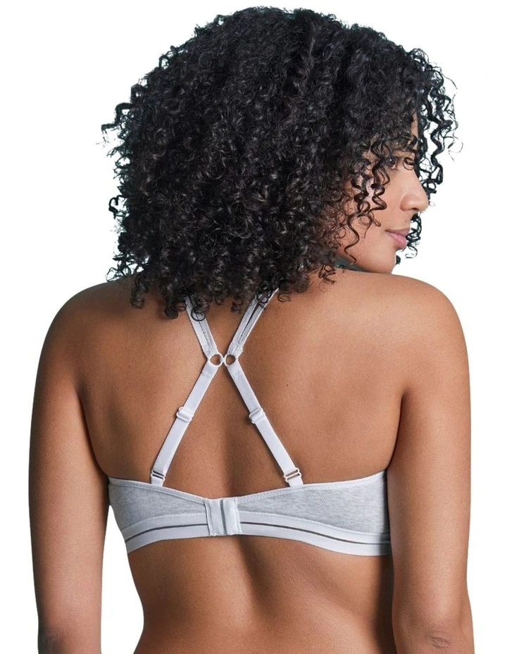 Posie Racerback Wirefree T-shirt Style Teen Bra Single in Grey/White Trim image 4