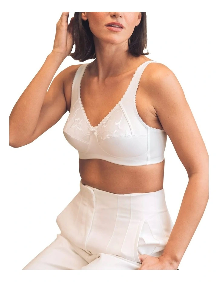 Grace Wirefree Cotton Full Cup Support Bra in White image 5