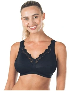 Robyn Wirefree Full Cup Support Bra with Cotton in Black