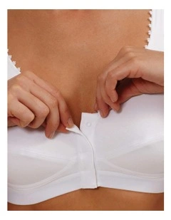 Comfi Cotton Wirefree Front Open Bra in White