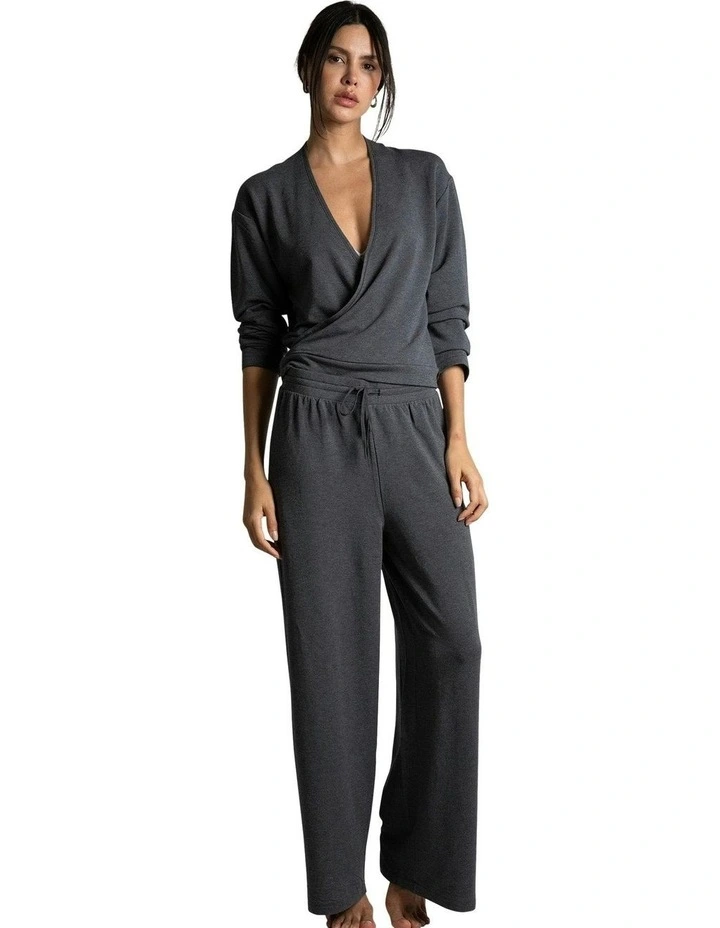 Alexa Modal Wide Leg Lounge Pant in Dark Grey image 3