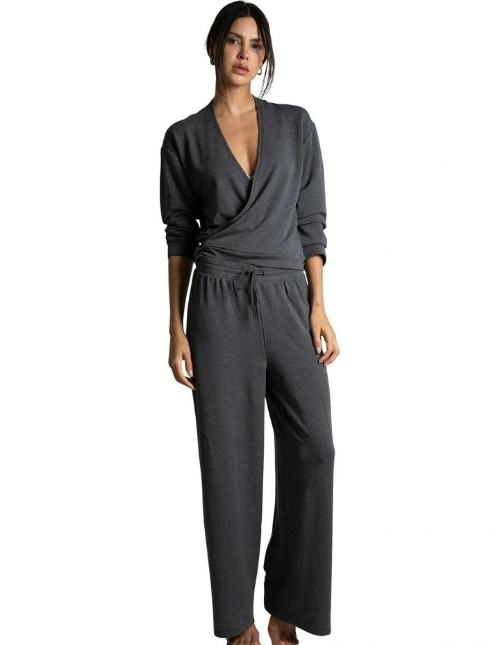 Alexa Modal Loungewear Wrap Sweatshirt in DarK Grey image 4