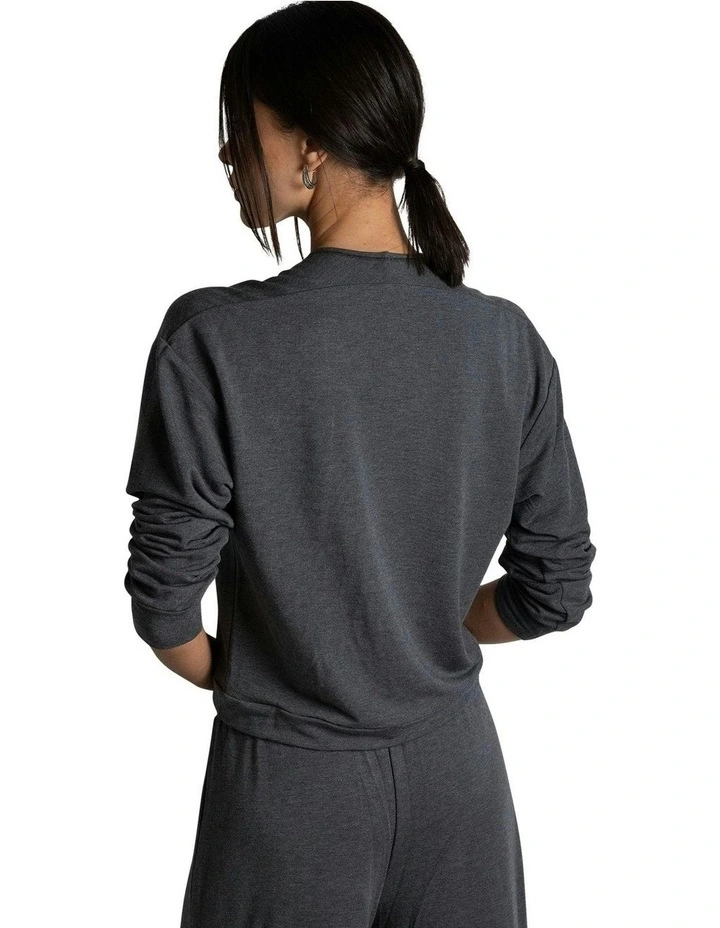 Alexa Modal Loungewear Wrap Sweatshirt in DarK Grey image 5
