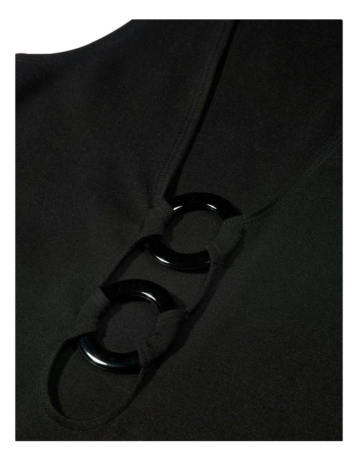 Ava Jersey Plunge Neck Long Beach Dress in Black image 6