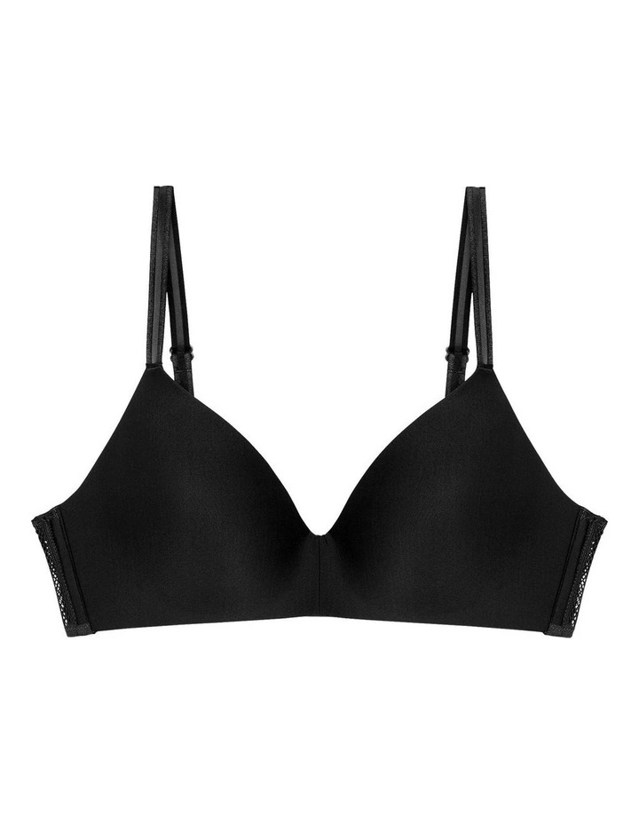 Gardenia Wirefree Padded Triangle Bra With Lace in Black image 6