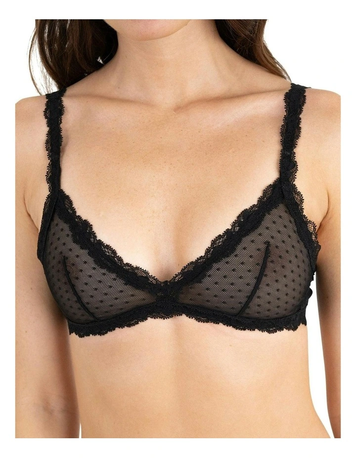 Bella Triangle Cup Sheer Lace Bralette in Black image 1