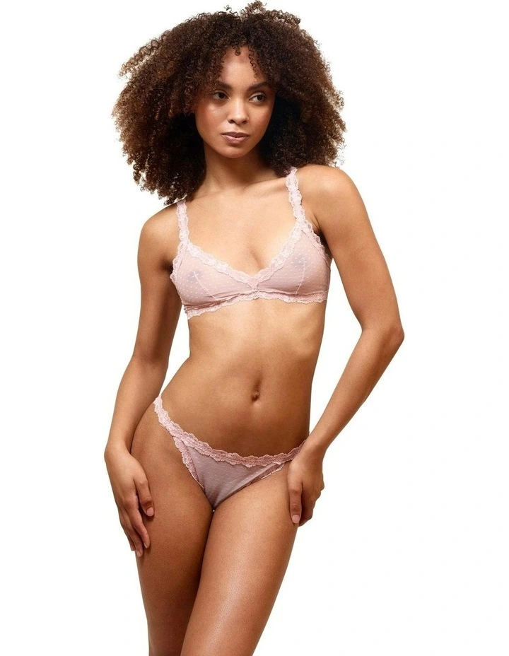 Bella Triangle Cup Sheer Lace Bralette in Poison Pink image 5
