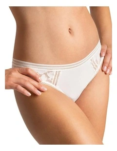 Gardenia Lace Trim Low Rise Bikini Brief in Talc