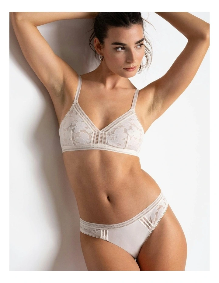Gardenia Lace Trim Low Rise Bikini Brief in Talc image 3