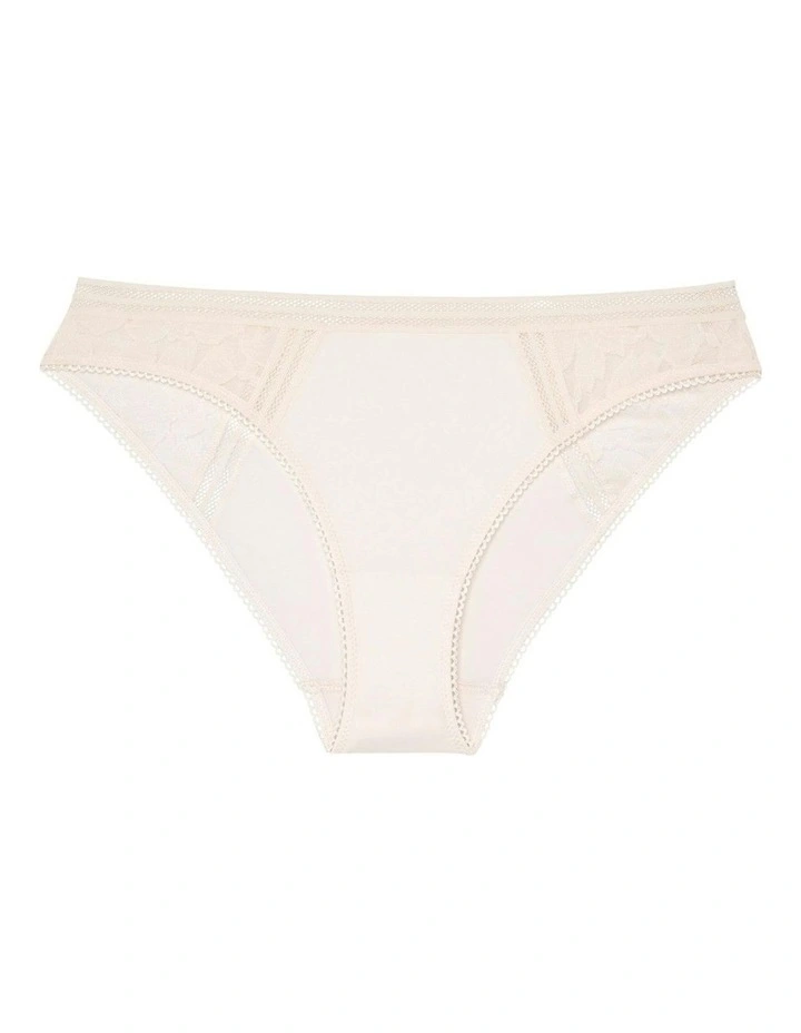 Gardenia Lace Trim Low Rise Bikini Brief in Talc image 5