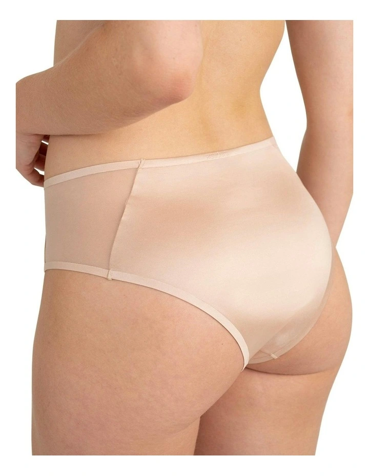 Bianca Shiny Microfibre & Tulle High Waist Brief in Dune image 2