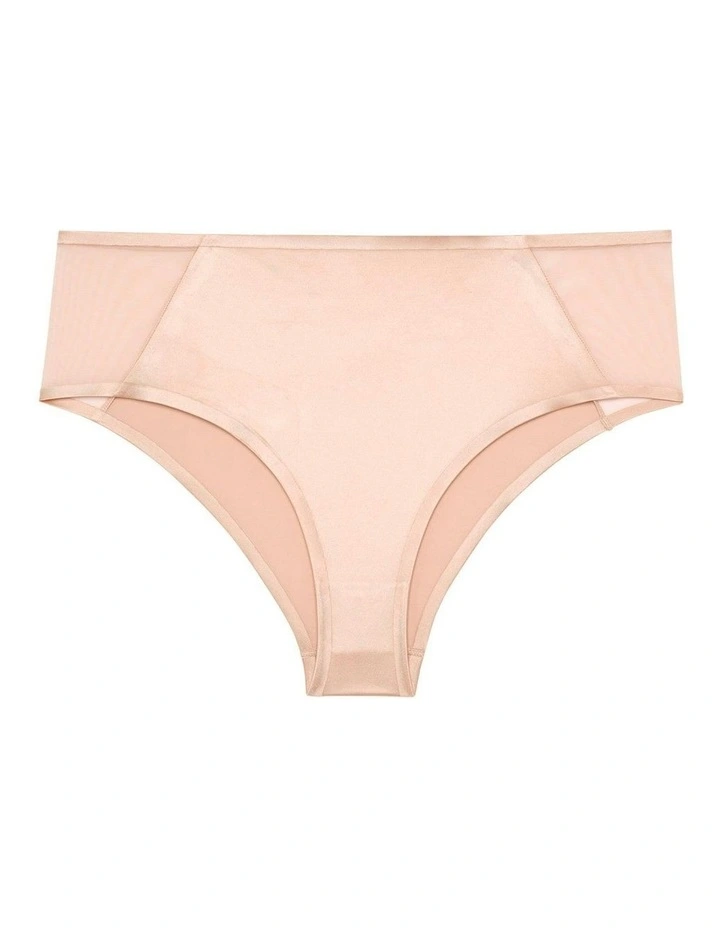 Bianca Shiny Microfibre & Tulle High Waist Brief in Dune image 6