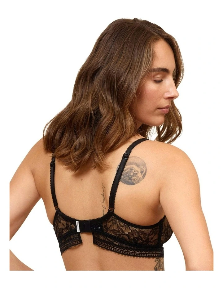 Jeanne Wirefree Sheer Triangle Lace Bralette in Black image 2